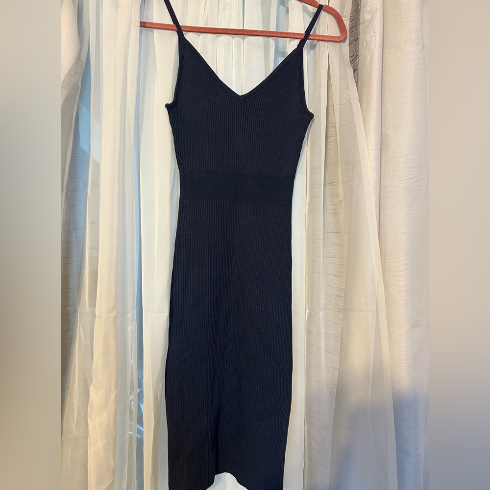Bar III Black Ribbed Midi Dress
